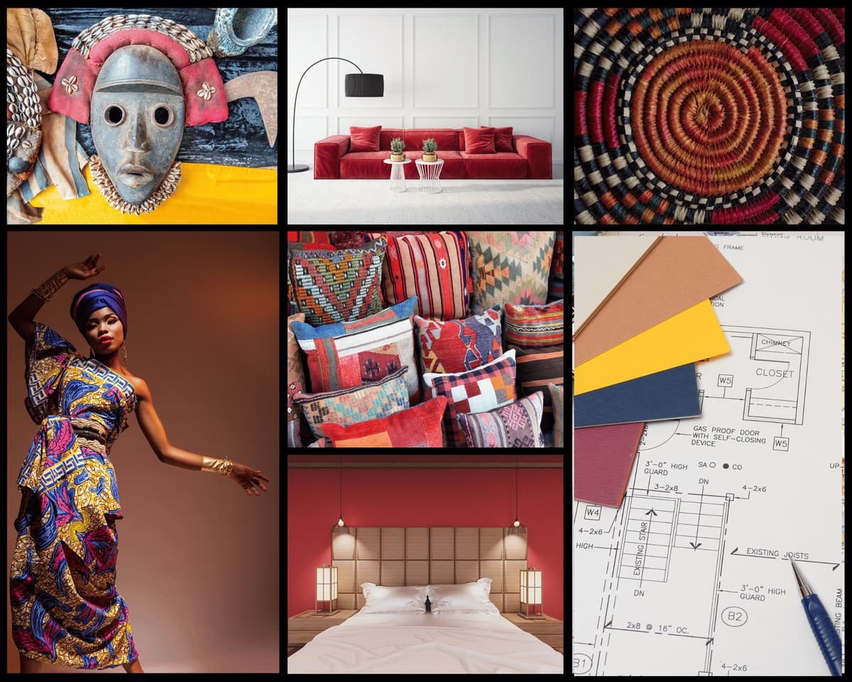 moodboard-interieurontwerp-interieurstyling-afrikaanse-invloeden-utrecht Moodboard voor interieurontwerp en interieurstyling met kleur, textiel en Afrikaanse invloeden